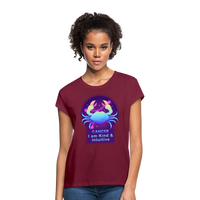 Thumbnail for Women's Neon Cancer Relaxed Fit T-Shirt - burgundy