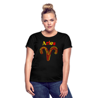 Thumbnail for Women's Power Words Aries Relaxed Fit T-Shirt - black