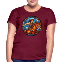 Thumbnail for Women's Mosaic Sagittarius Relaxed Fit T-Shirt - burgundy