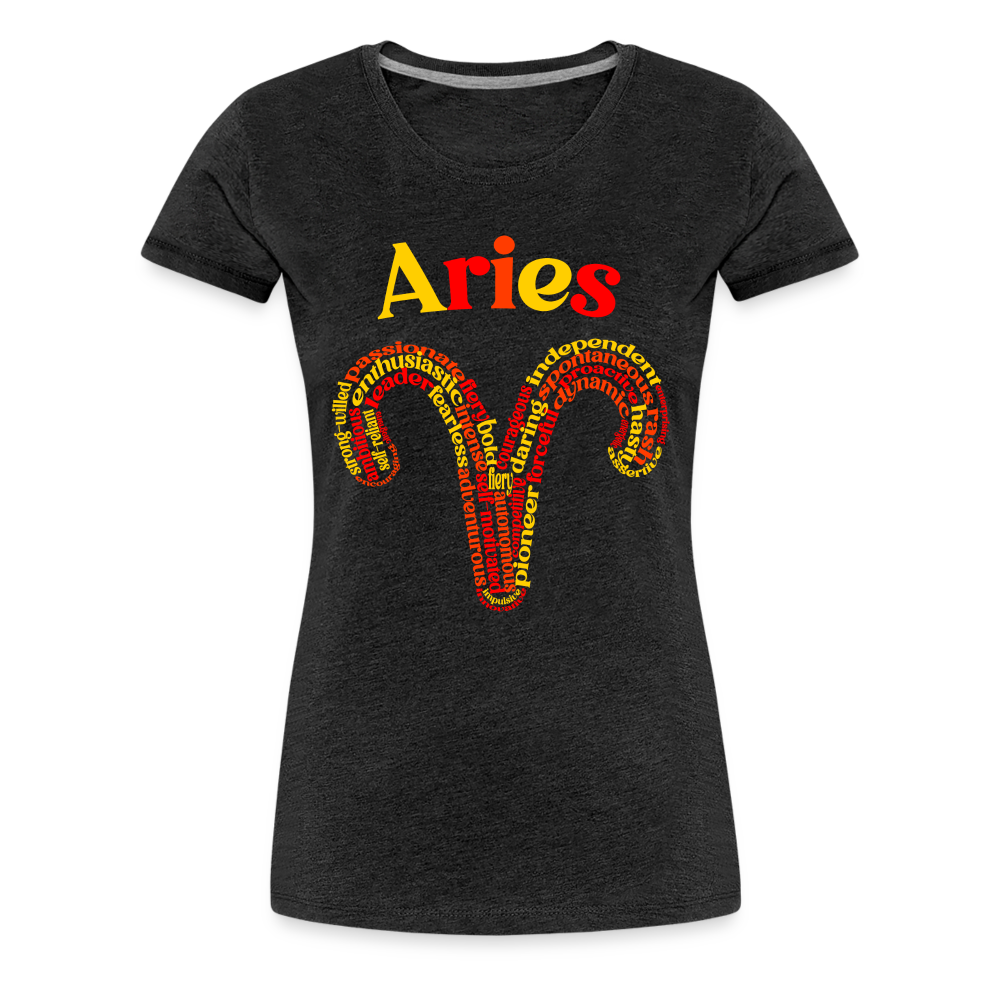 Women's Power Words Aries Premium T-Shirt - charcoal grey