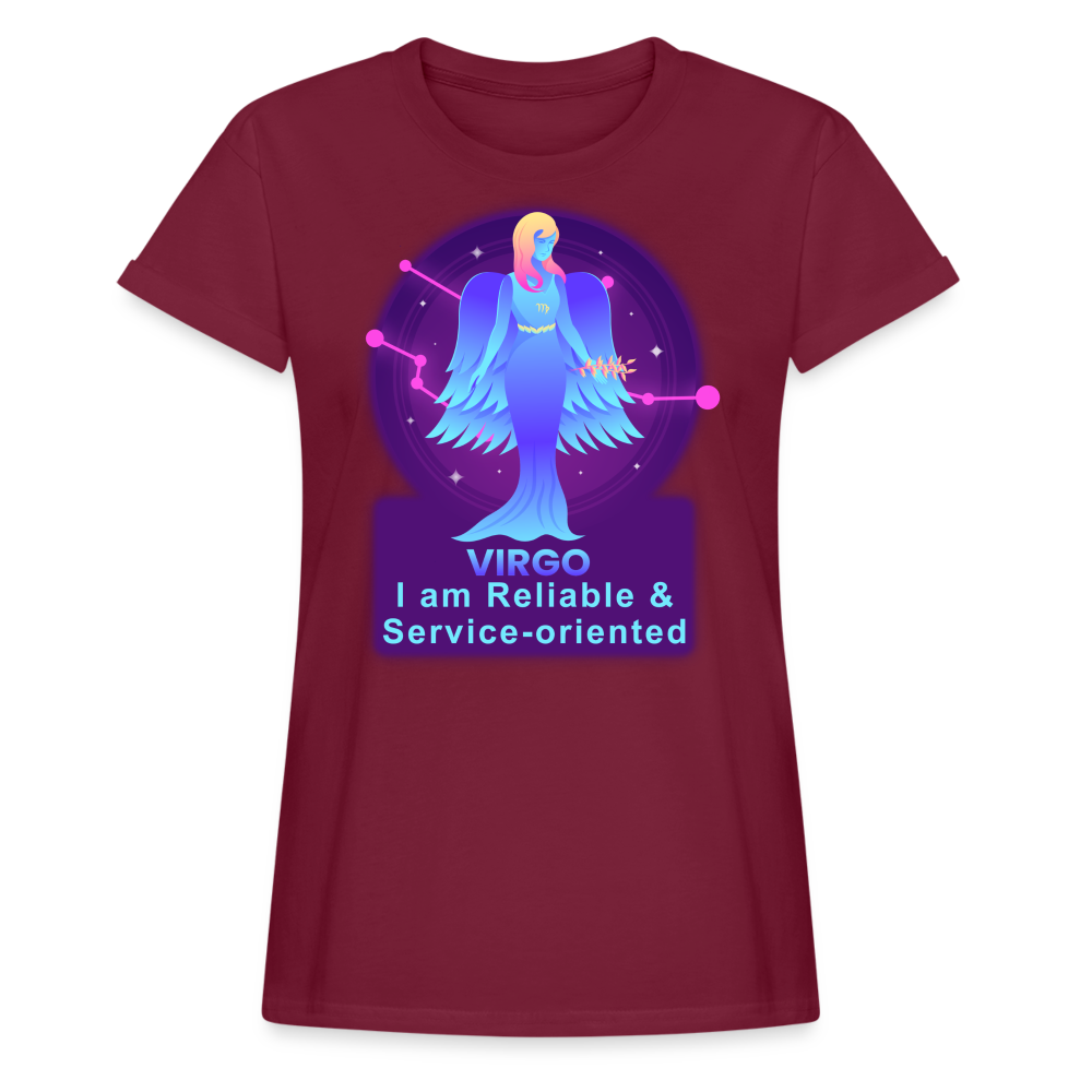 Women's Neon Virgo Relaxed Fit T-Shirt - burgundy