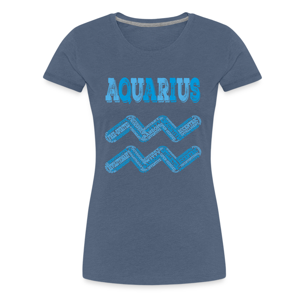 Women's Power Words Aquarius Premium T-Shirt - heather blue