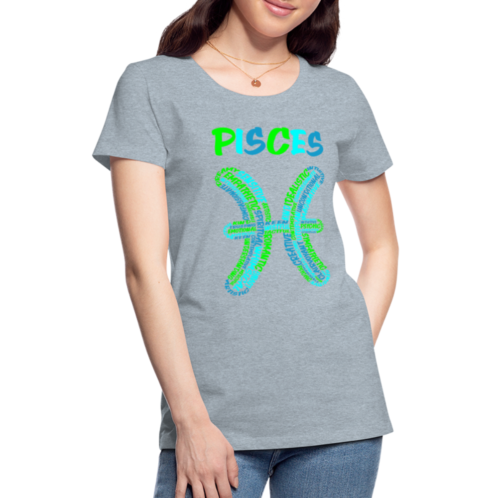 Women's Power Words Pisces Premium T-Shirt - heather ice blue