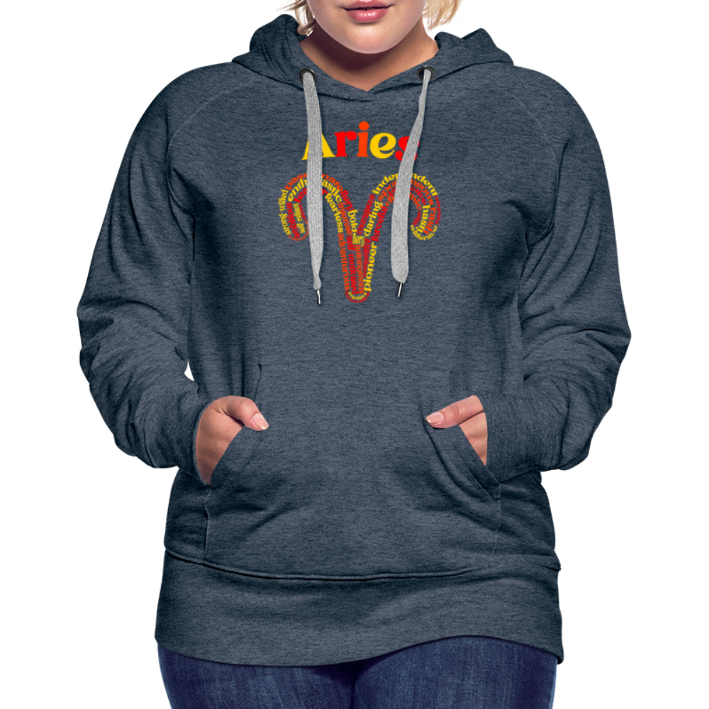 Women's Power Words Aries Premium Hoodie - heather denim