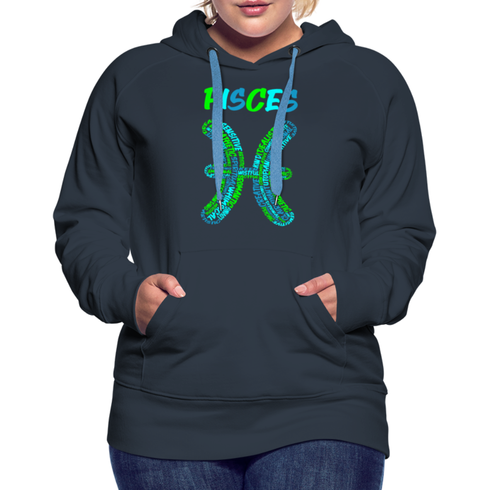 Women's Power Words Pisces Premium Hoodie - navy