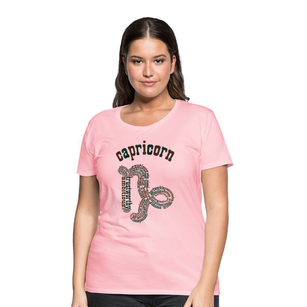 Women's Power Words Capricorn Premium T-Shirt - pink