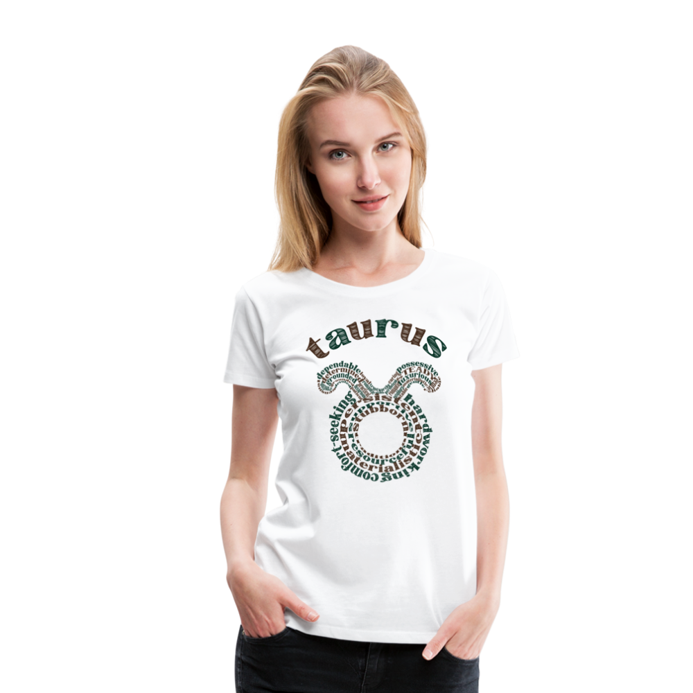 Women's Power Words Taurus Premium T-Shirt - white