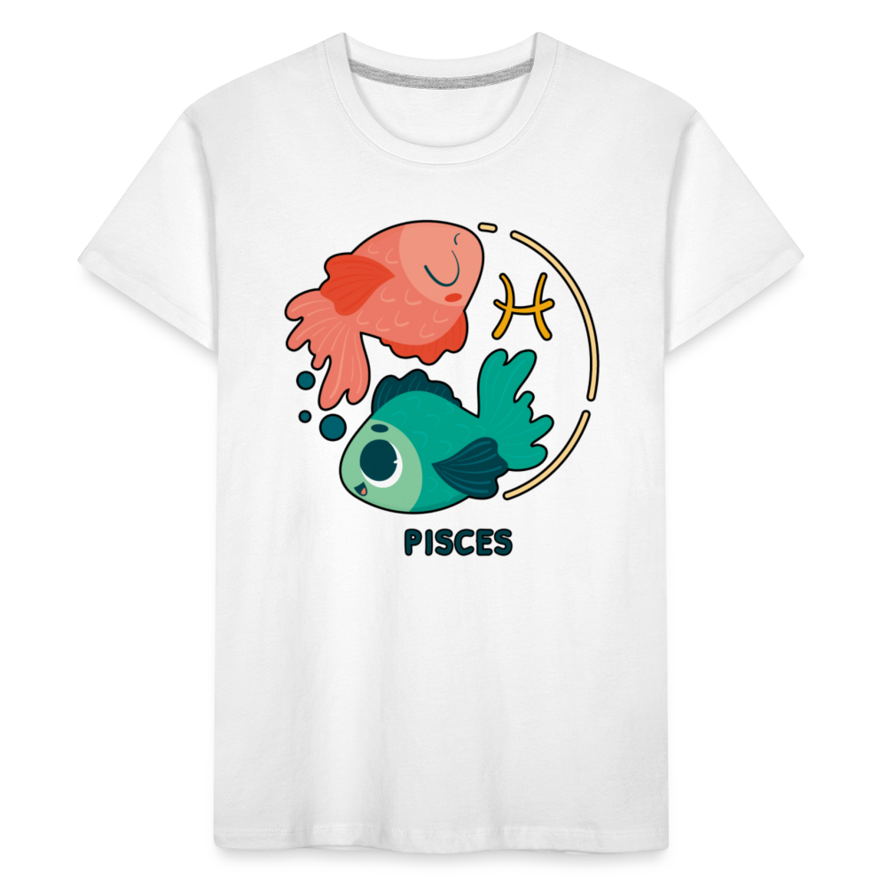 Kid’s Cartoony Pisces Premium Organic T-Shirt - white