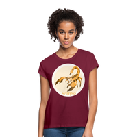 Thumbnail for Women's Mosaic Scorpio Relaxed Fit T-Shirt - burgundy