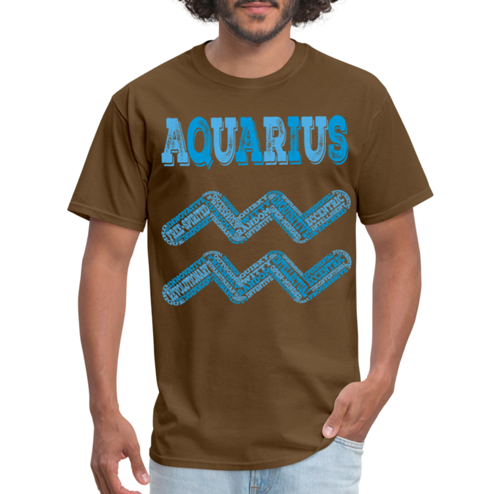 Men's Power Words Aquarius Classic T-Shirt - brown