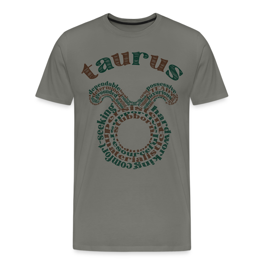 Men's Power Words Taurus Premium T-Shirt - asphalt gray