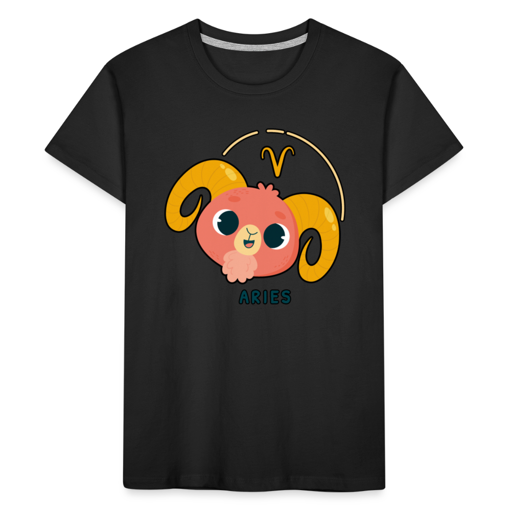 Kid’s Cartoony Aries Premium Organic T-Shirt - black