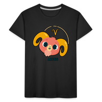 Thumbnail for Kid’s Cartoony Aries Premium Organic T-Shirt - black