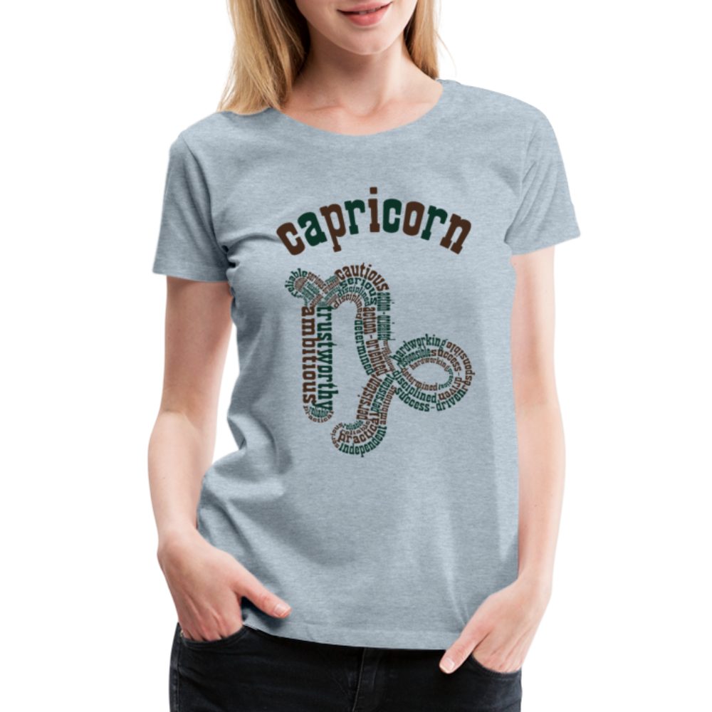 Women's Power Words Capricorn Premium T-Shirt - heather ice blue