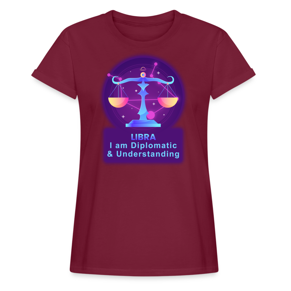 Women's Neon Libra Relaxed Fit T-Shirt - burgundy