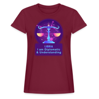 Thumbnail for Women's Neon Libra Relaxed Fit T-Shirt - burgundy