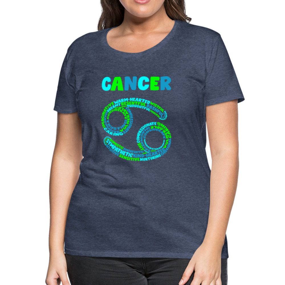 Women's Power Words Cancer Premium T-Shirt - heather blue