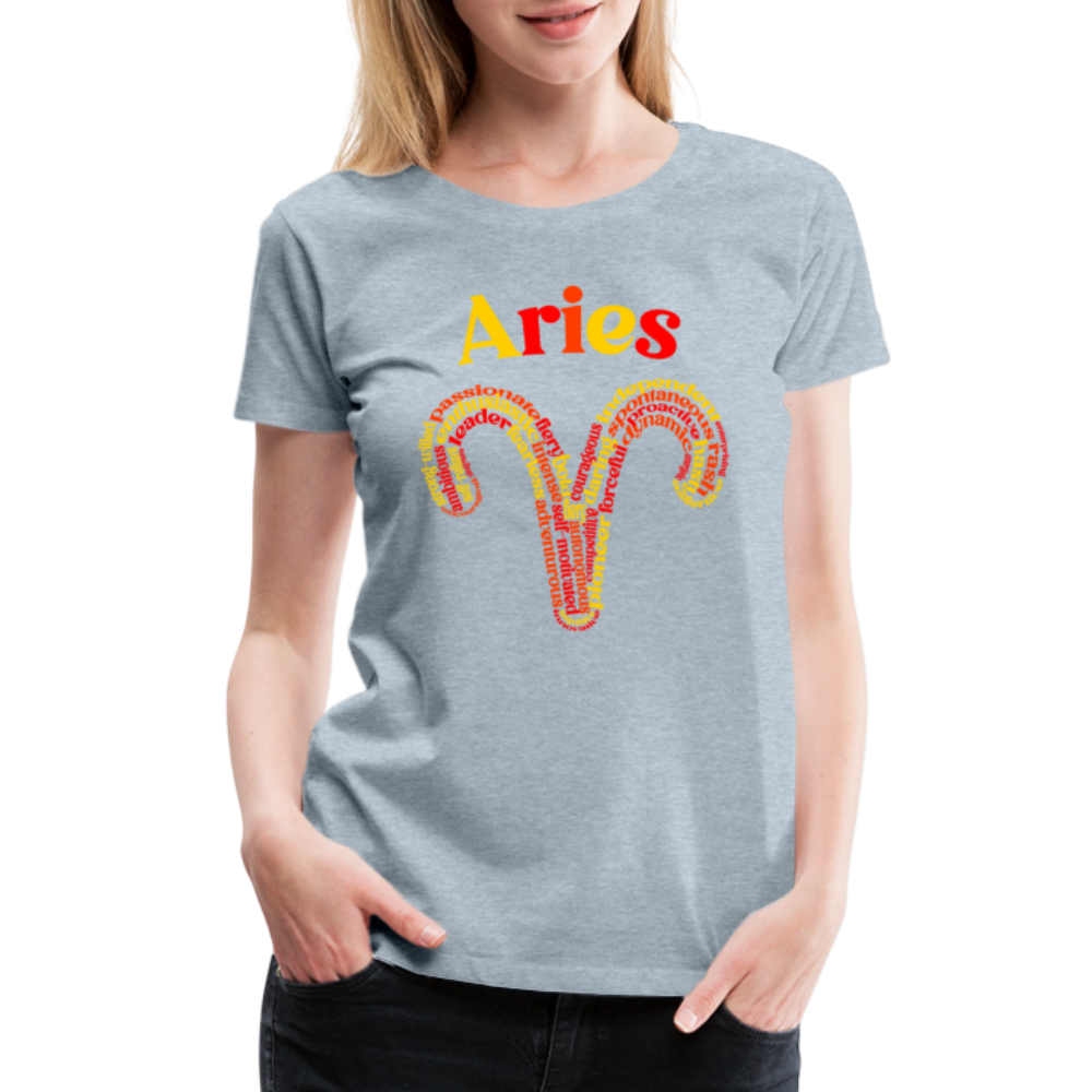 Women's Power Words Aries Premium T-Shirt - heather ice blue