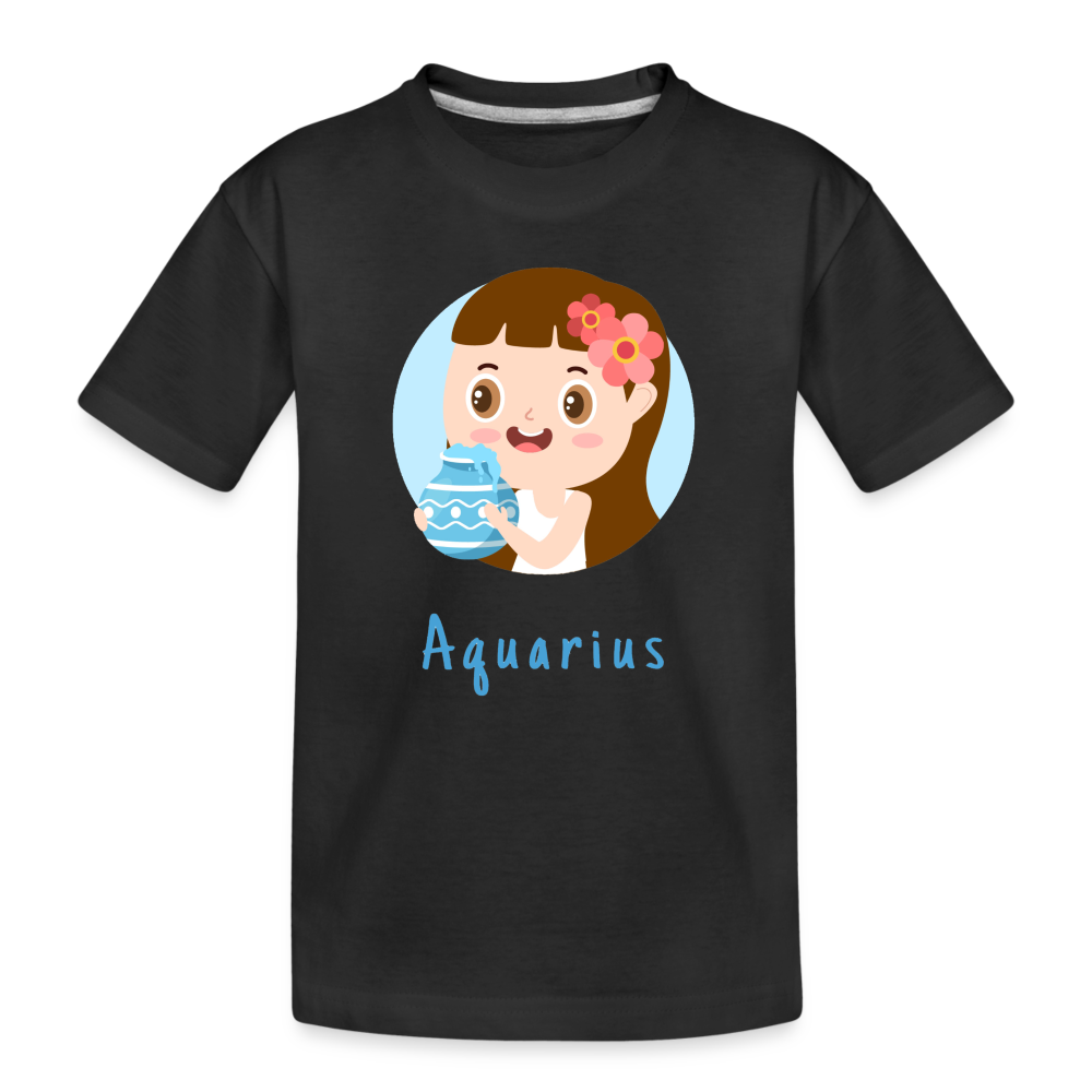 Kid’s Astro Toon Aquarius Premium Organic T-Shirt - black