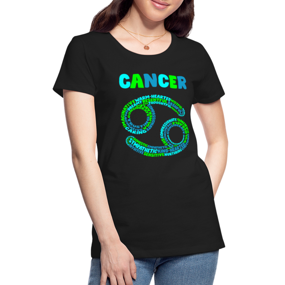 Women's Power Words Cancer Premium T-Shirt - black