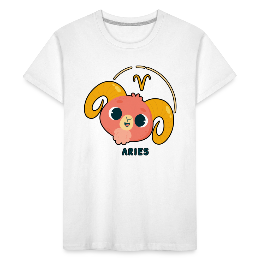 Kid’s Cartoony Aries Premium Organic T-Shirt - white