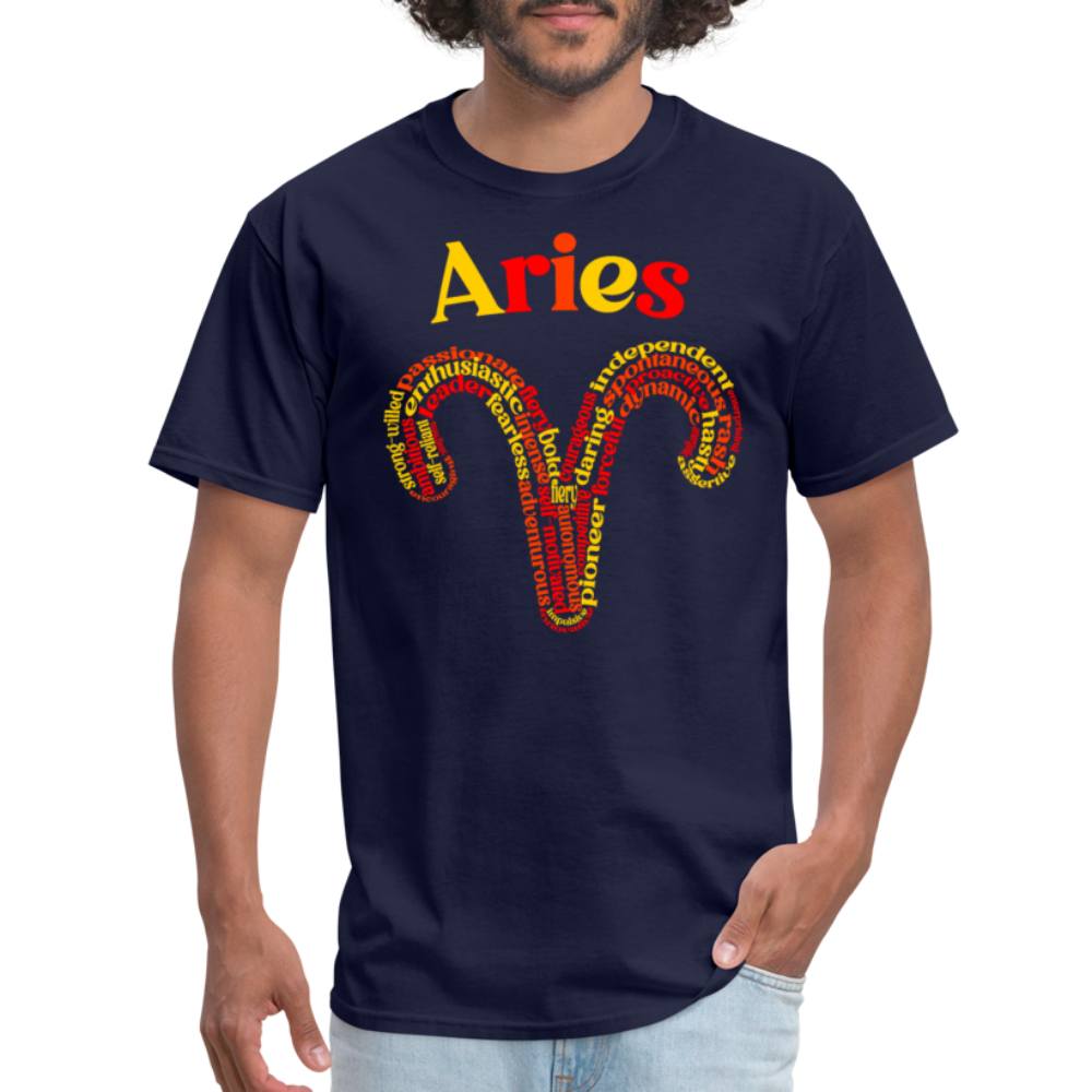 Men's Power Words Aries Classic T-Shirt - navy