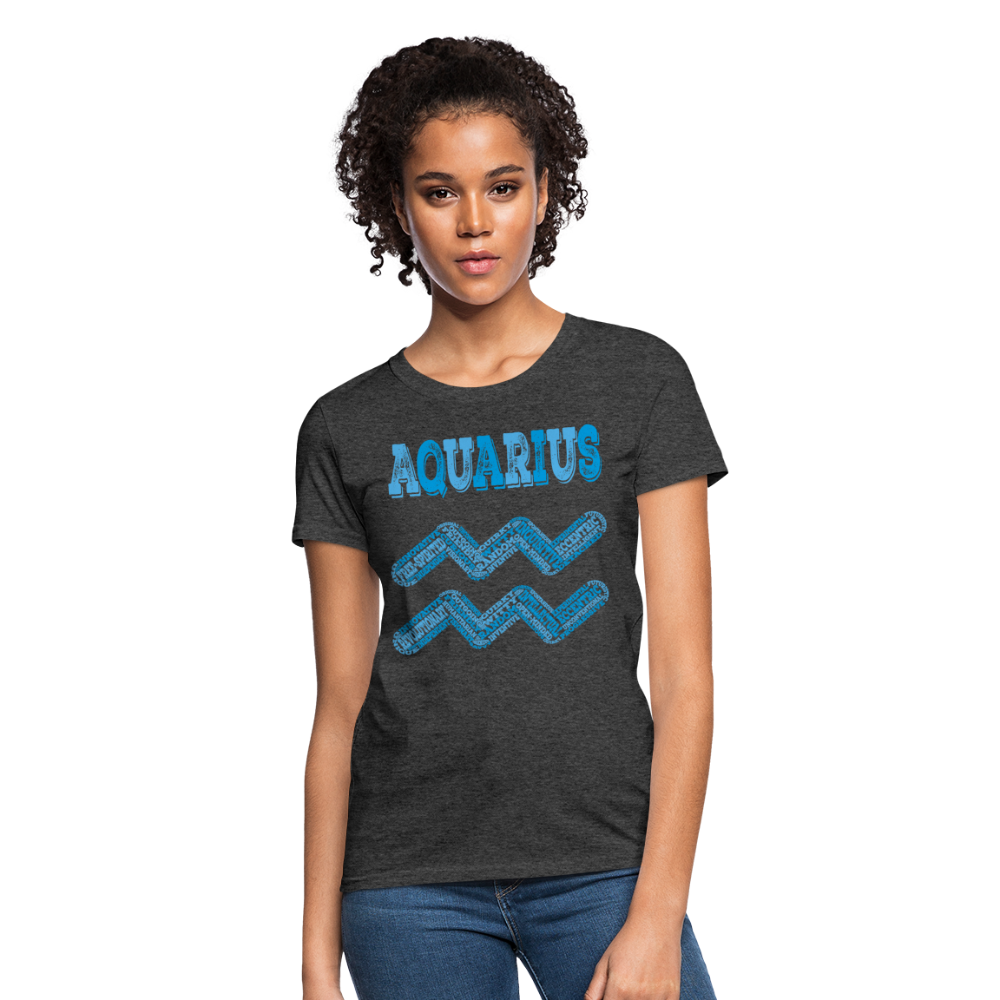 Women's Power Words Aquarius T-Shirt - heather black