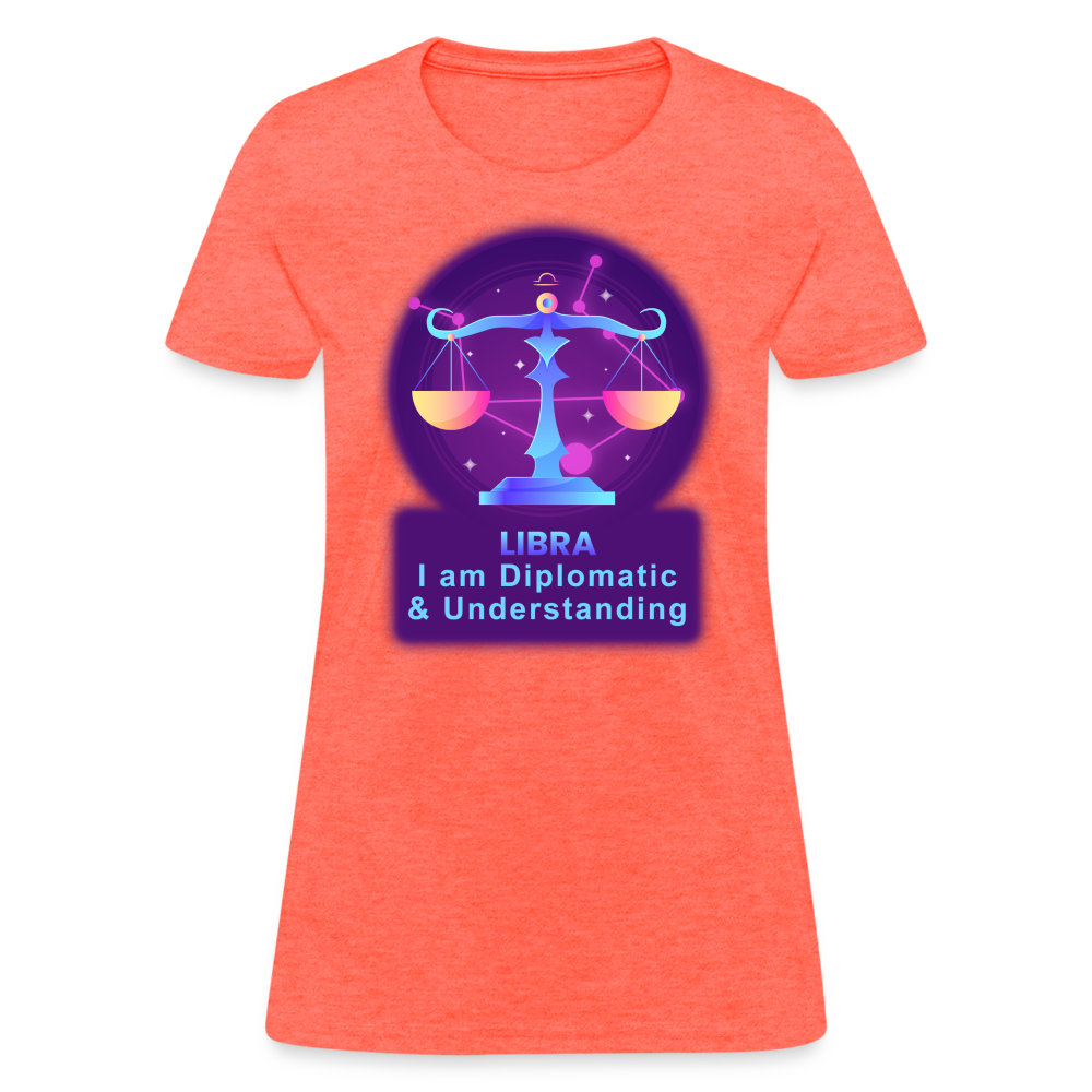 Women's Neon Libra T-Shirt - heather coral