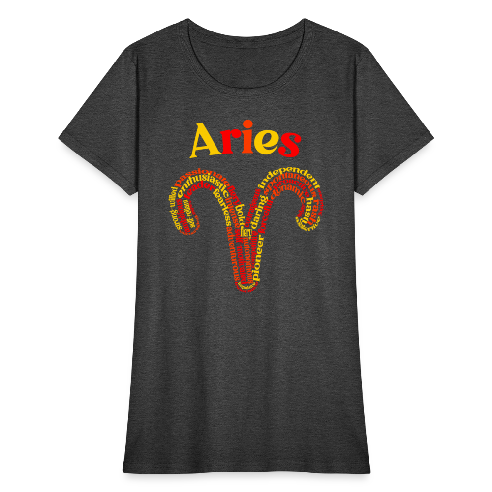 Women's Power Words Aries T-Shirt - heather black