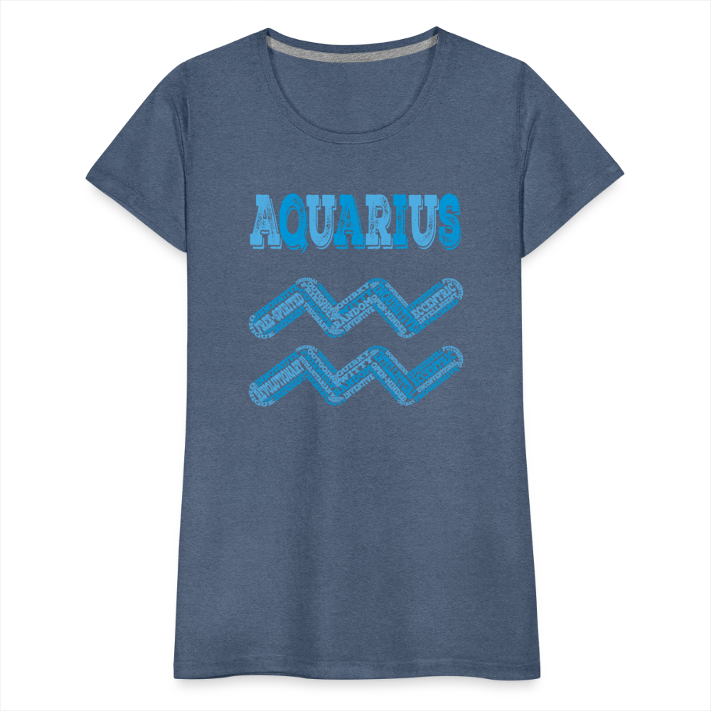 Women's Power Words Aquarius Premium T-Shirt - heather blue