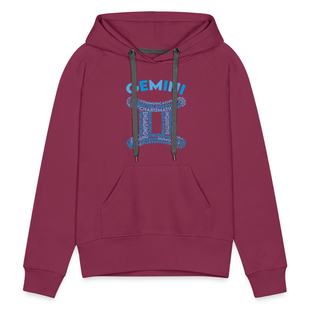 Women's Power Words Gemini Premium Hoodie - burgundy