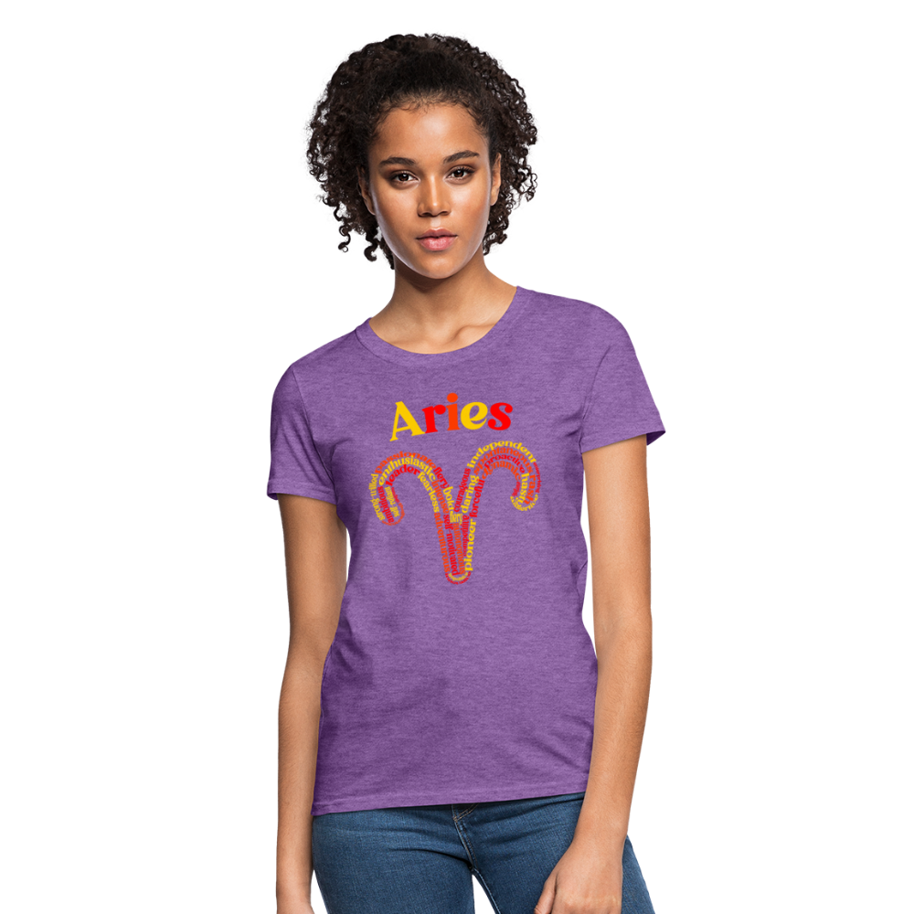 Women's Power Words Aries T-Shirt - purple heather