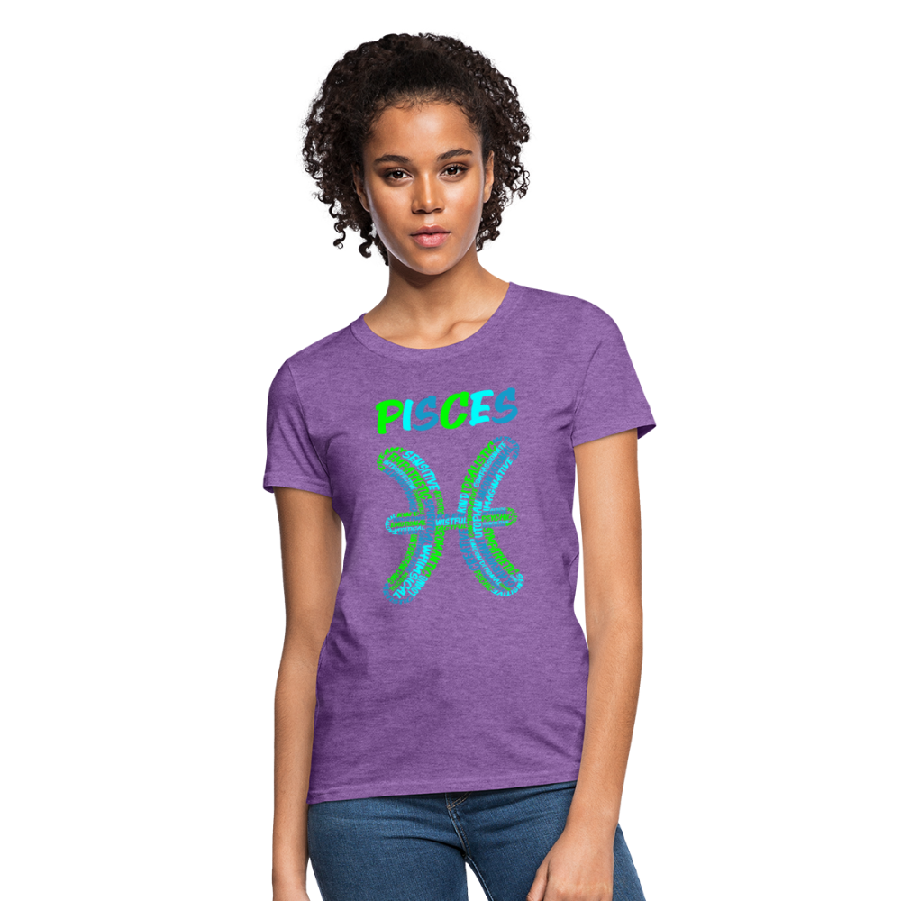 Women's Power Words Pisces T-Shirt - purple heather