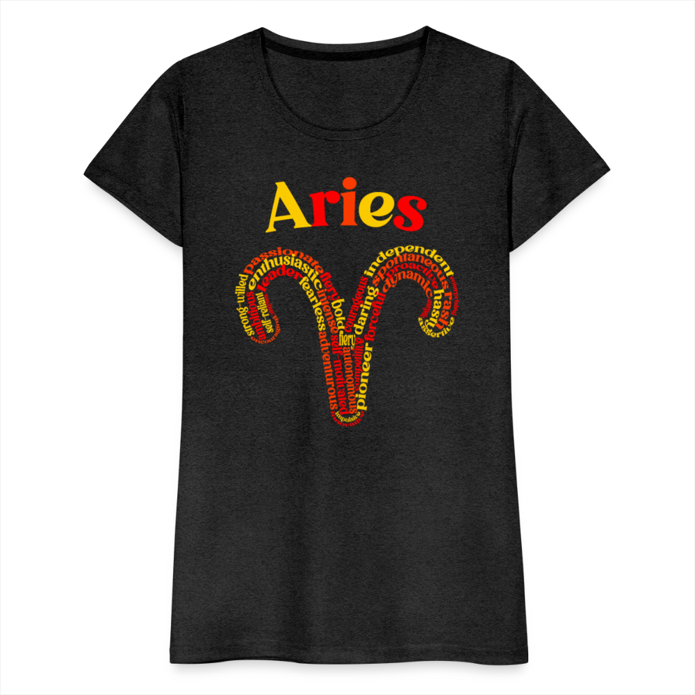 Women's Power Words Aries Premium T-Shirt - charcoal grey