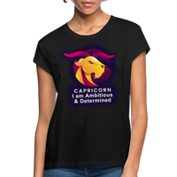 Thumbnail for Women's Glow Capricorn Relaxed Fit T-Shirt - black