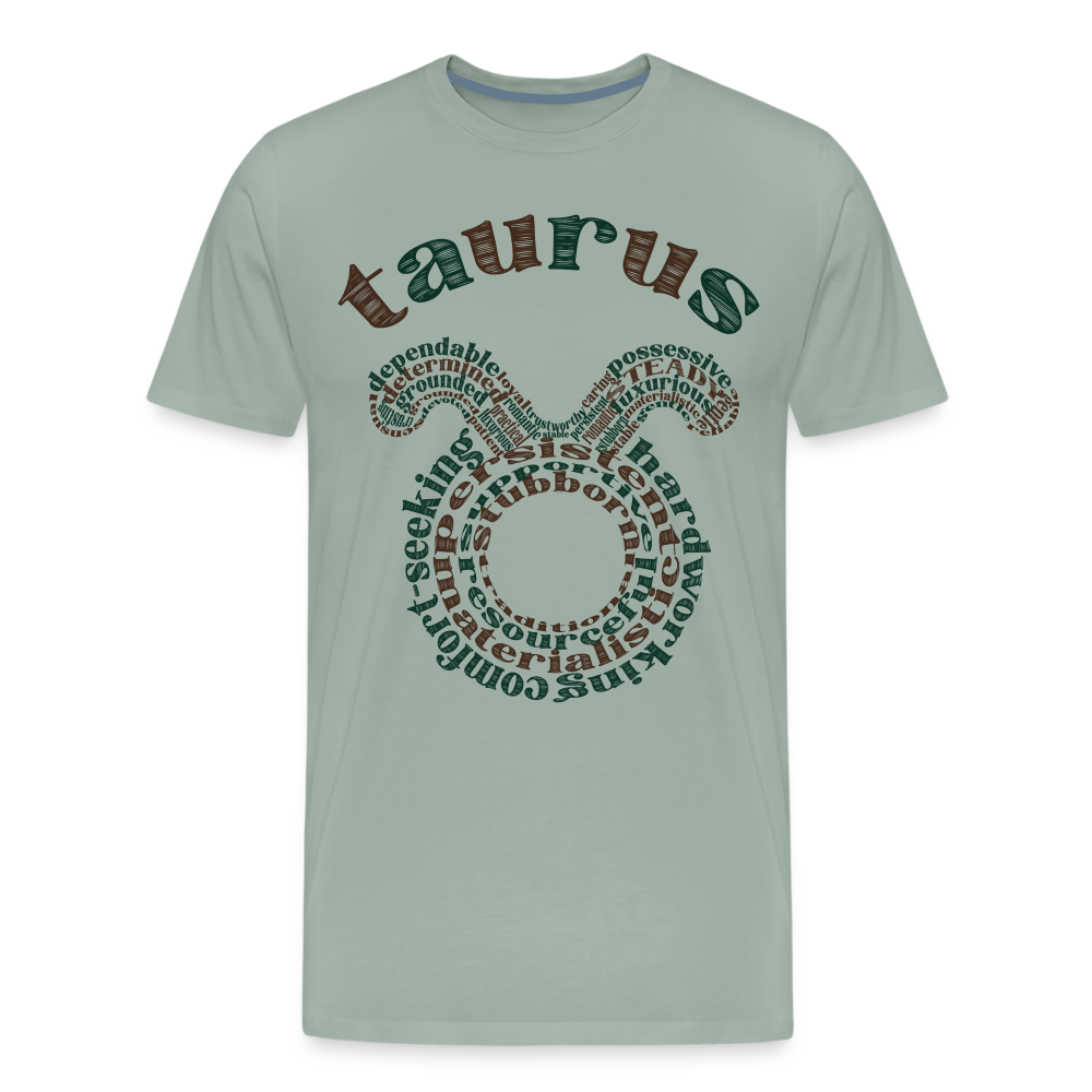 Men's Power Words Taurus Premium T-Shirt - steel green