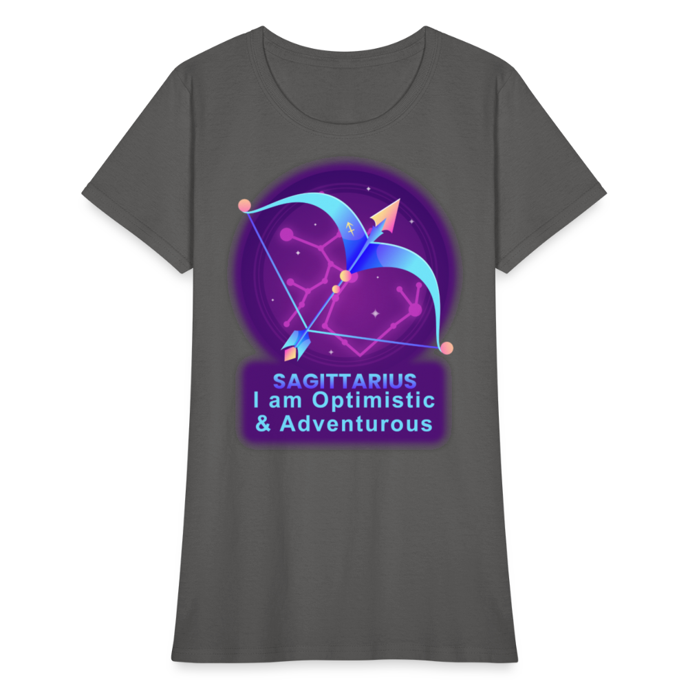 Women's Neon Sagittarius T-Shirt - charcoal