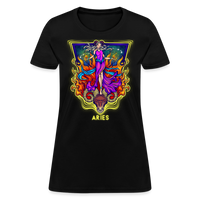 Thumbnail for Women's Cosmic Aries Design T-Shirt - black