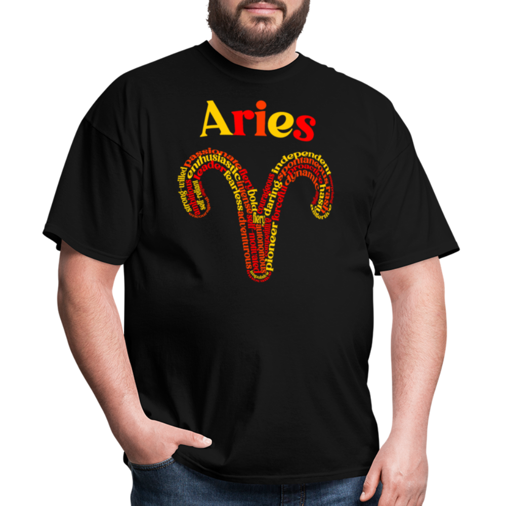 Men's Power Words Aries Classic T-Shirt - black