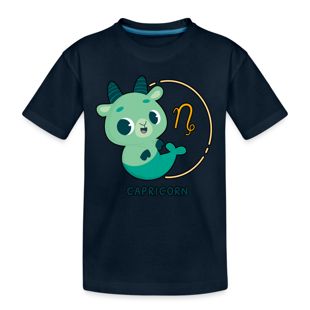 Kid’s Cartoony Capricorn Premium Organic T-Shirt - deep navy