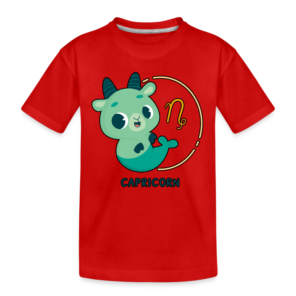 Kid’s Cartoony Capricorn Premium Organic T-Shirt - red