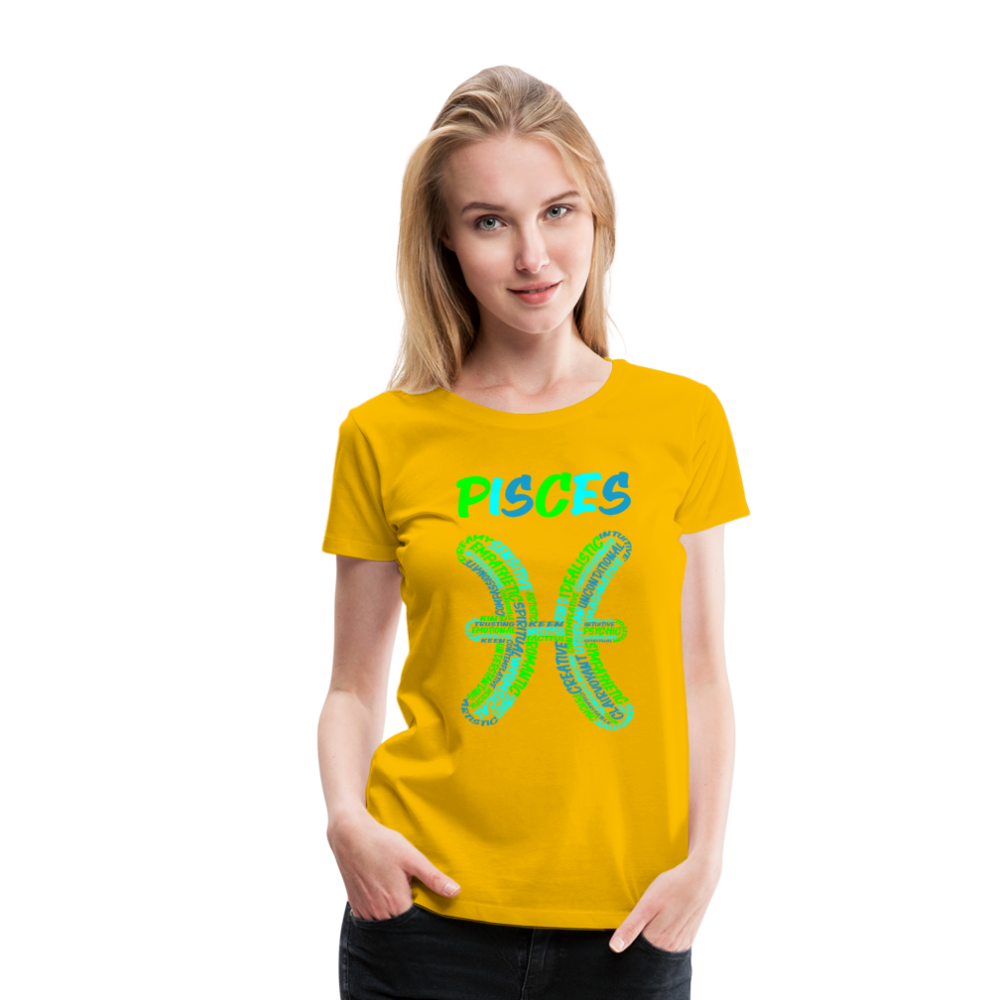 Women's Power Words Pisces Premium T-Shirt - sun yellow