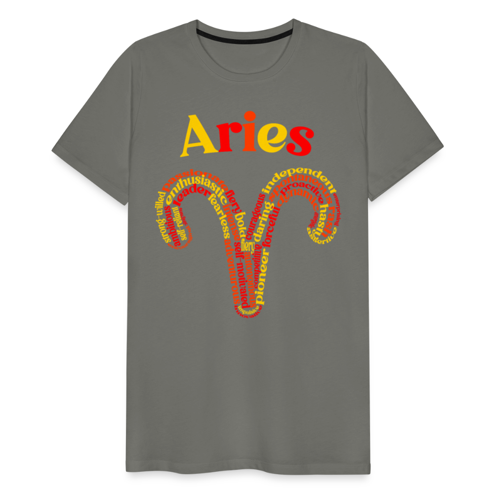 Men's Power Words Aries Premium T-Shirt - asphalt gray