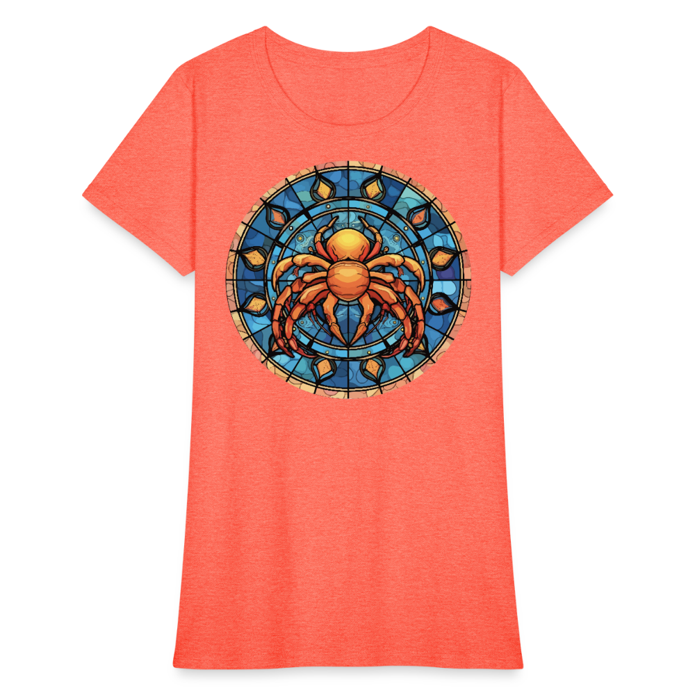 Women's Mosaic Cancer T-Shirt - heather coral