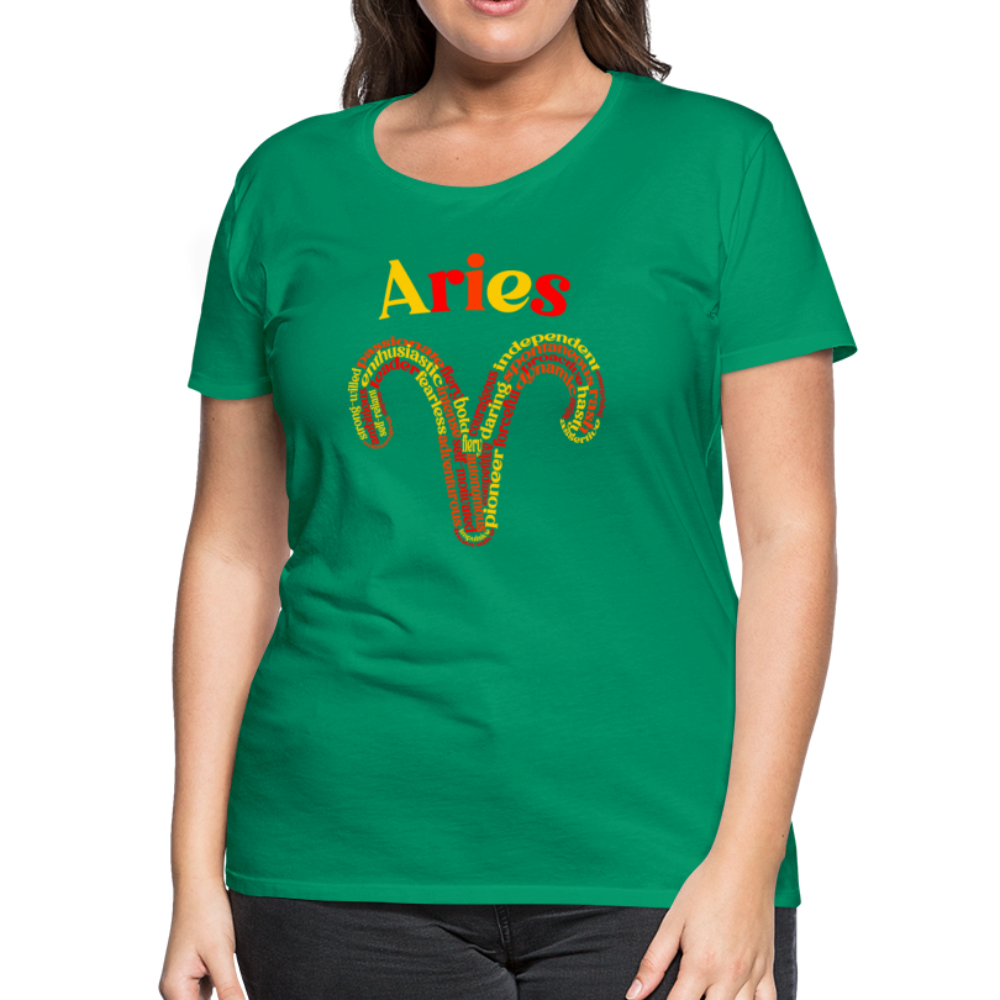 Women's Power Words Aries Premium T-Shirt - kelly green