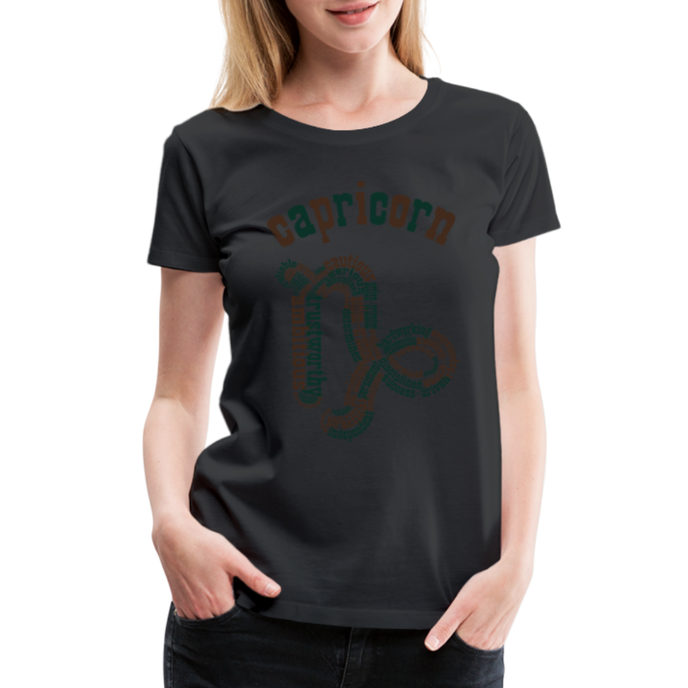 Women's Power Words Capricorn Premium T-Shirt - black