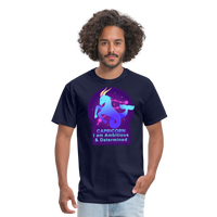 Thumbnail for Men's Neon Capricorn Classic T-Shirt - navy