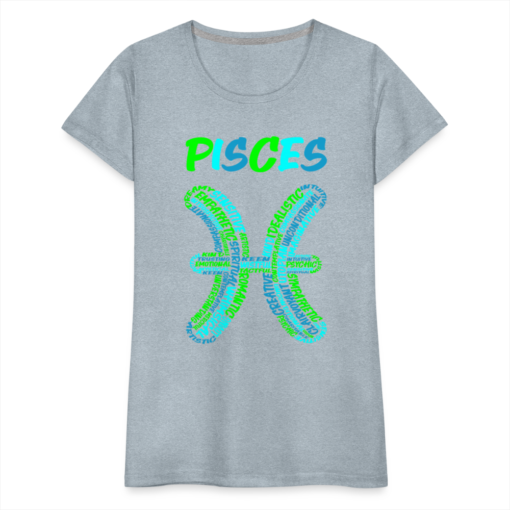 Women's Power Words Pisces Premium T-Shirt - heather ice blue