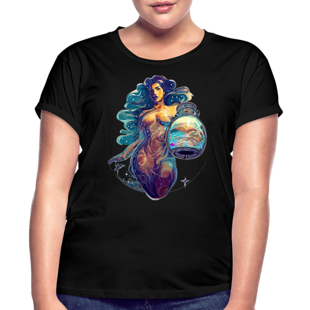 Women's Mythical Aquarius Relaxed Fit T-Shirt - black