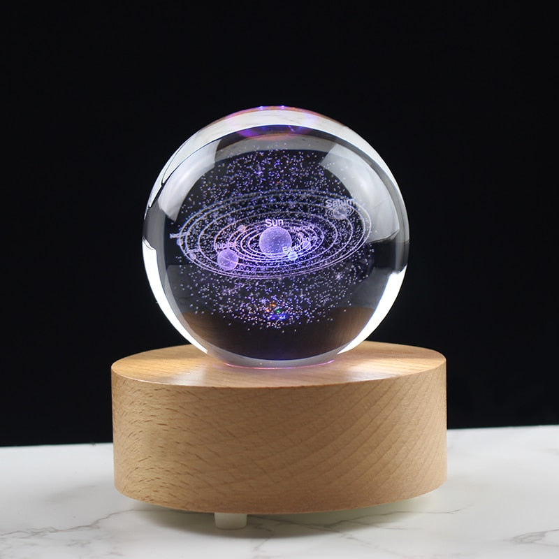 3D Crystsal Solar System Ball Laser Engraved Planets Glass Sphere Cosmic Model Globe Home Decoration Astronomy Gift